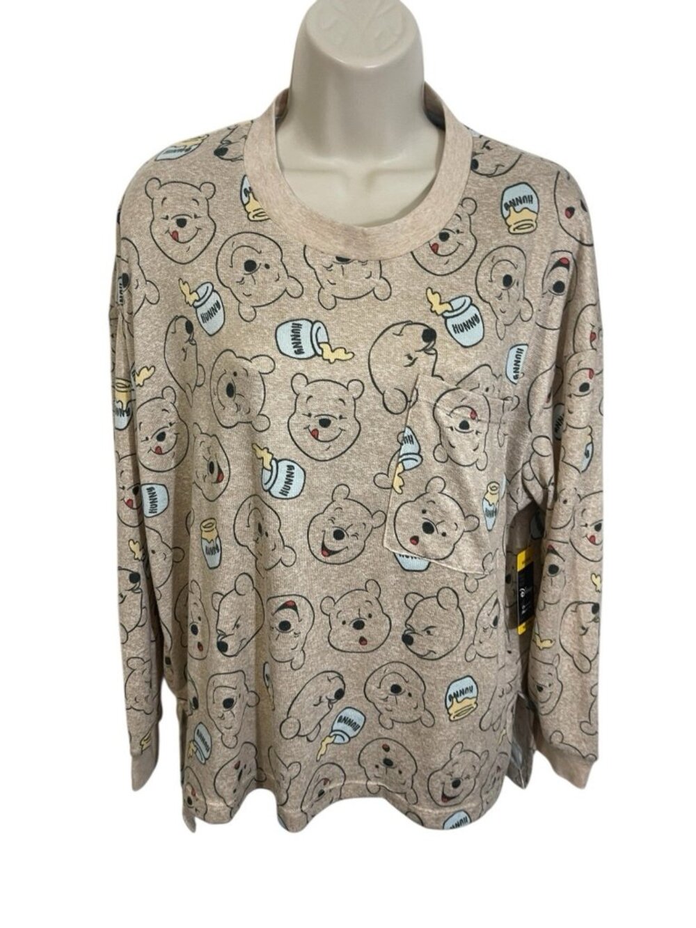 WINNE THE POOH DISNEY Women's Size Medium Comfort Pajama Top Long Sleeve